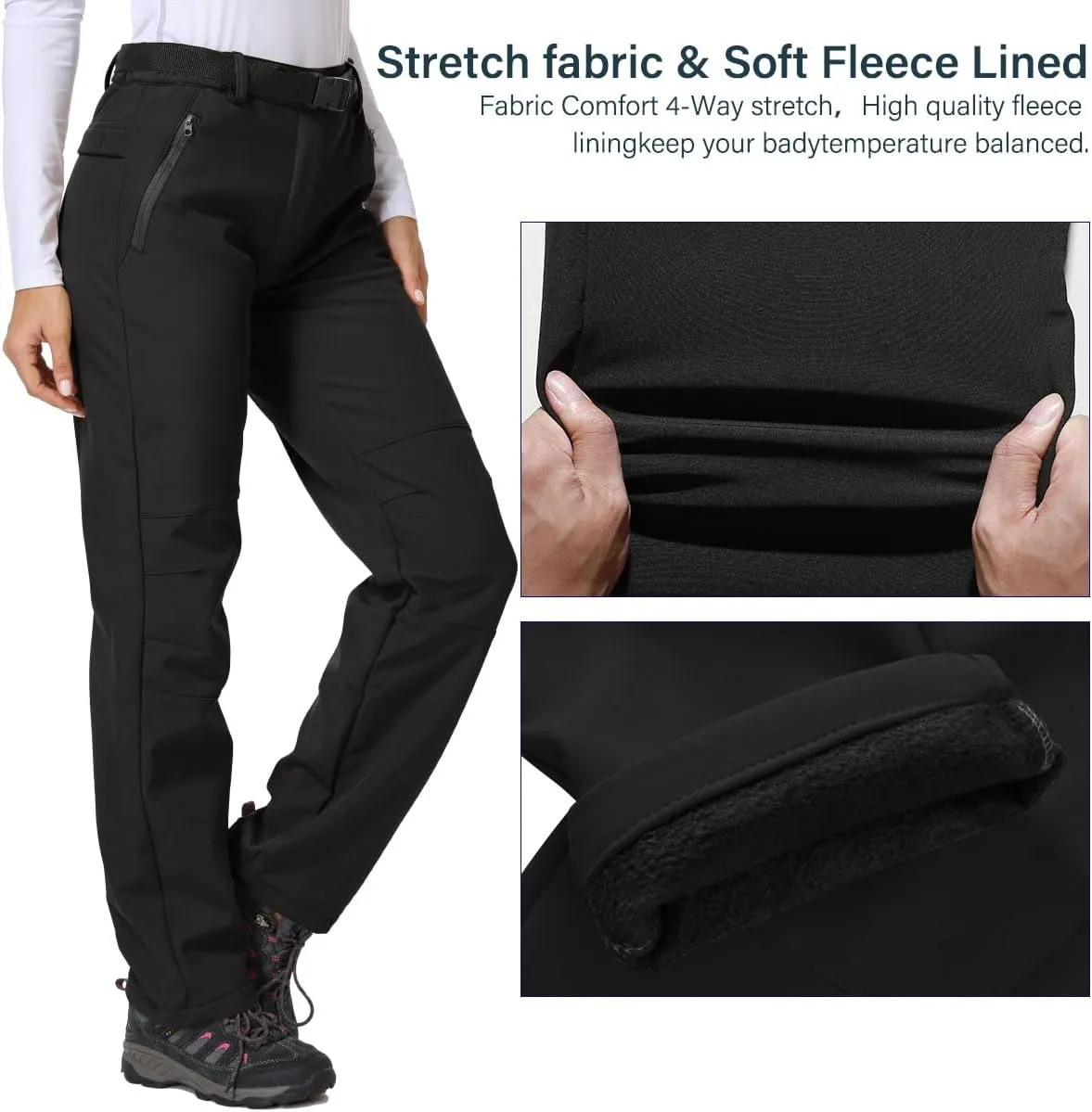 Jessie Kidden Women's Waterproof Pants Hiking Ski Snow Fish Fleece Lined Insulated Outdoor Golf Travel Pant