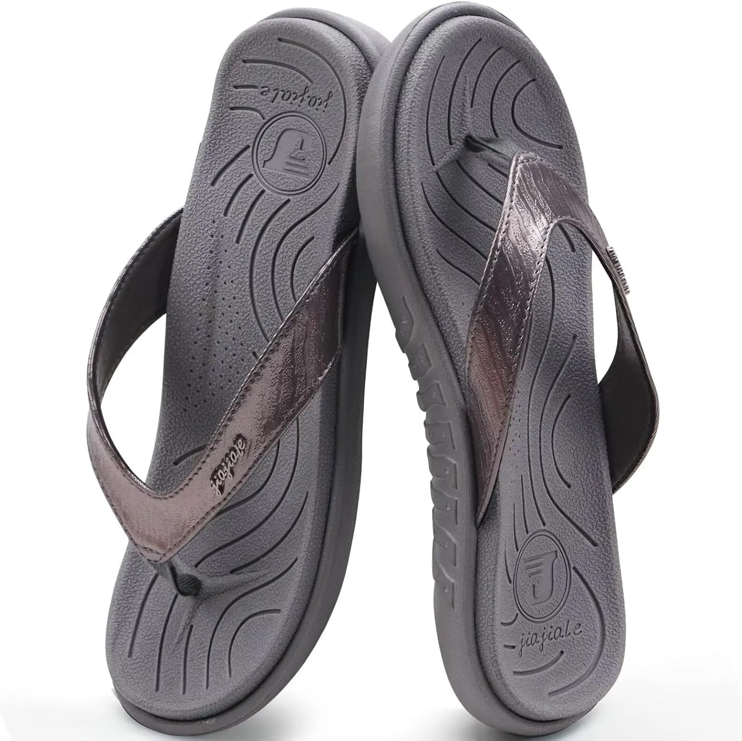 jiajiale Womens Fashion Orthotic Flip Flops Ladies Slip On Lightweight Comfortable Thick Cushion Yoga Mat Thong Sandals With Plantar Fasciitis Arch Support