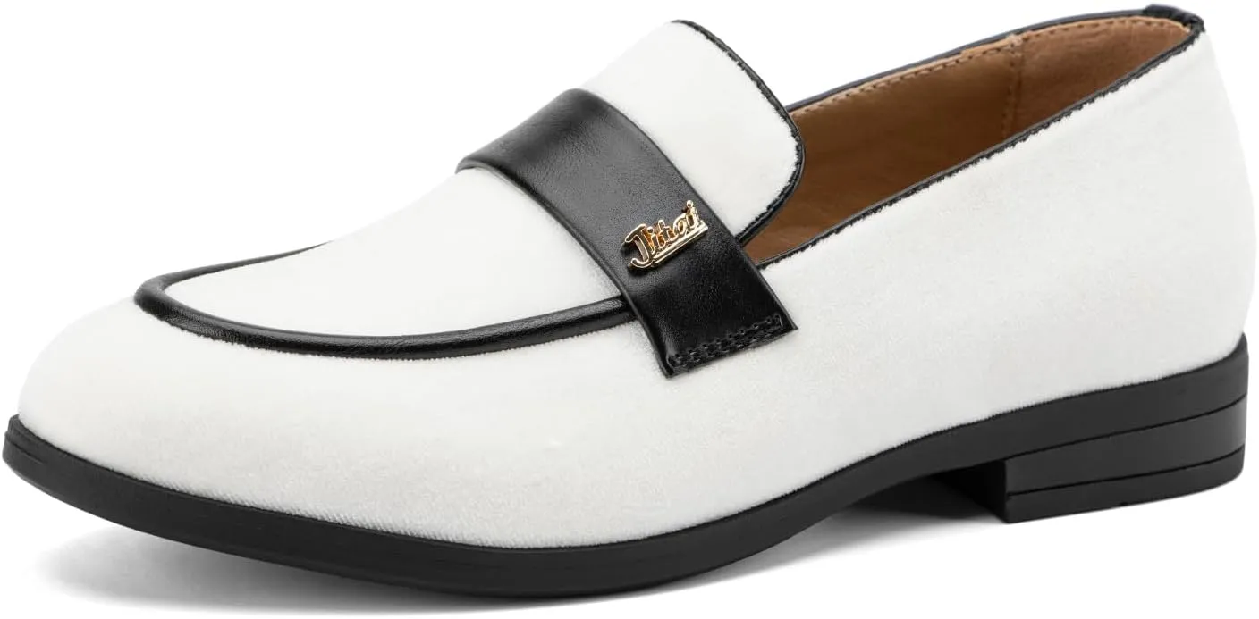JITAI Boys Dress Loafers for Weddings & School, Breathable Slip-On Leather Tuxedo Shoes, Toddler to Preteen