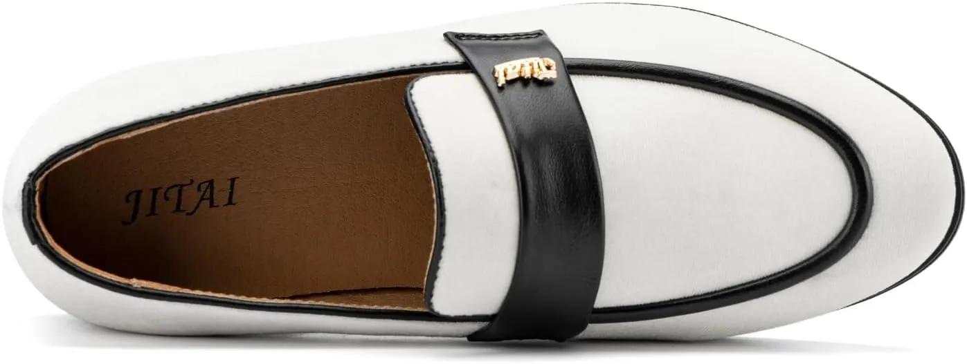 JITAI Boys Dress Loafers for Weddings & School, Breathable Slip-On Leather Tuxedo Shoes, Toddler to Preteen