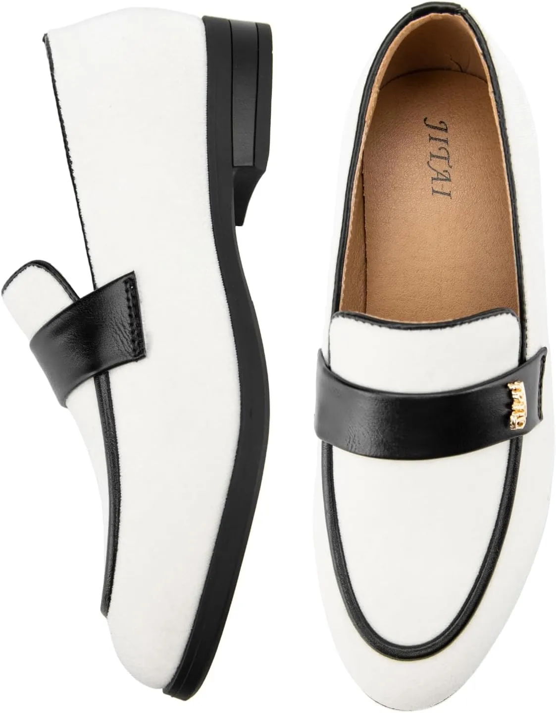 JITAI Boys Dress Loafers for Weddings & School, Breathable Slip-On Leather Tuxedo Shoes, Toddler to Preteen