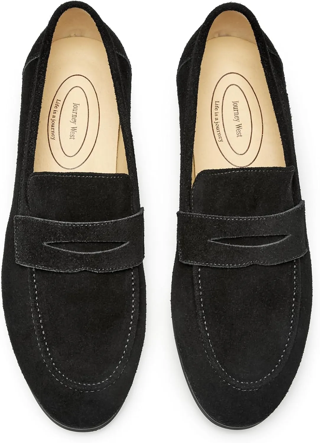Journey West Men's Suede Casual Belgian Slip-on Penny Loafers for Men US 9.5
