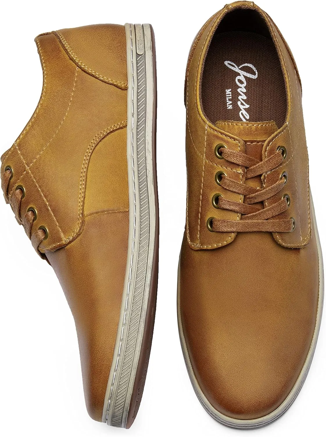 Jousen Men's Fashion Sneakers Leather Retro Casual Shoes for Men Breathable Dress Mens Sneakers
