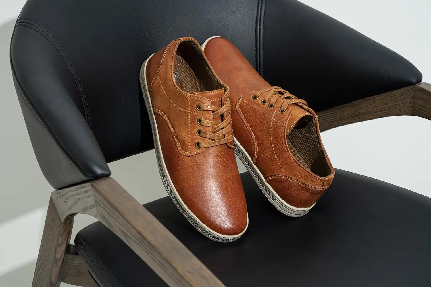 Jousen Men's Fashion Sneakers Leather Retro Casual Shoes for Men Breathable Dress Mens Sneakers