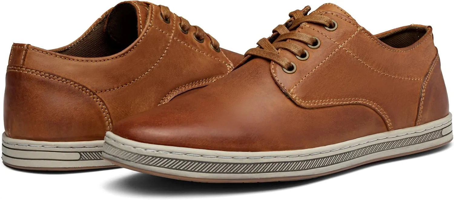 Jousen Men's Fashion Sneakers Leather Retro Casual Shoes for Men Breathable Dress Mens Sneakers
