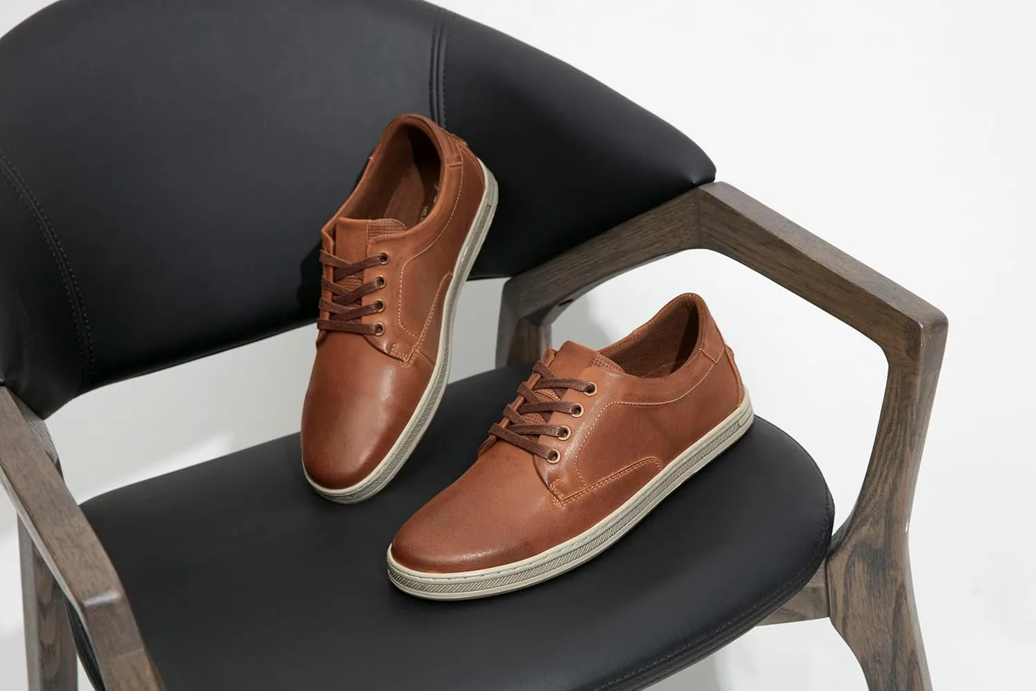 Jousen Men's Fashion Sneakers Leather Retro Casual Shoes for Men Breathable Dress Mens Sneakers