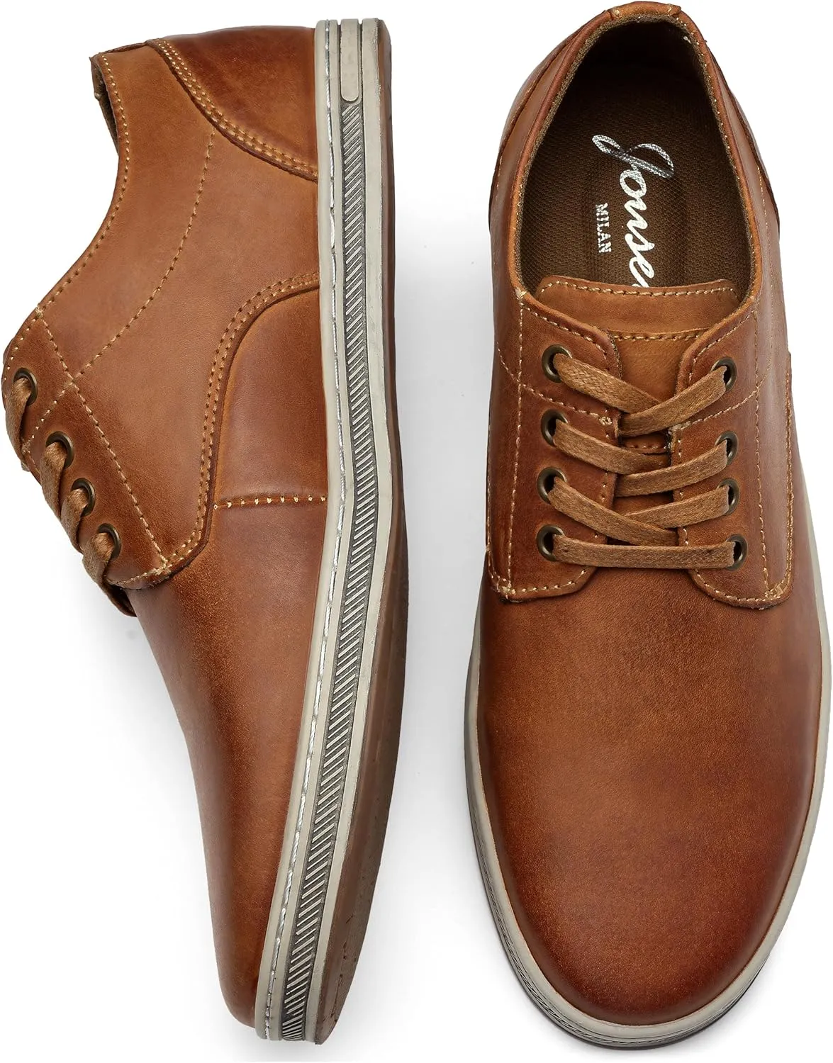 Jousen Men's Fashion Sneakers Leather Retro Casual Shoes for Men Breathable Dress Mens Sneakers