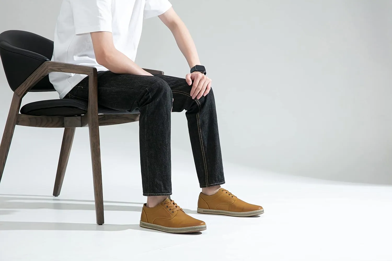 Jousen Men's Fashion Sneakers Leather Retro Casual Shoes for Men Breathable Dress Mens Sneakers