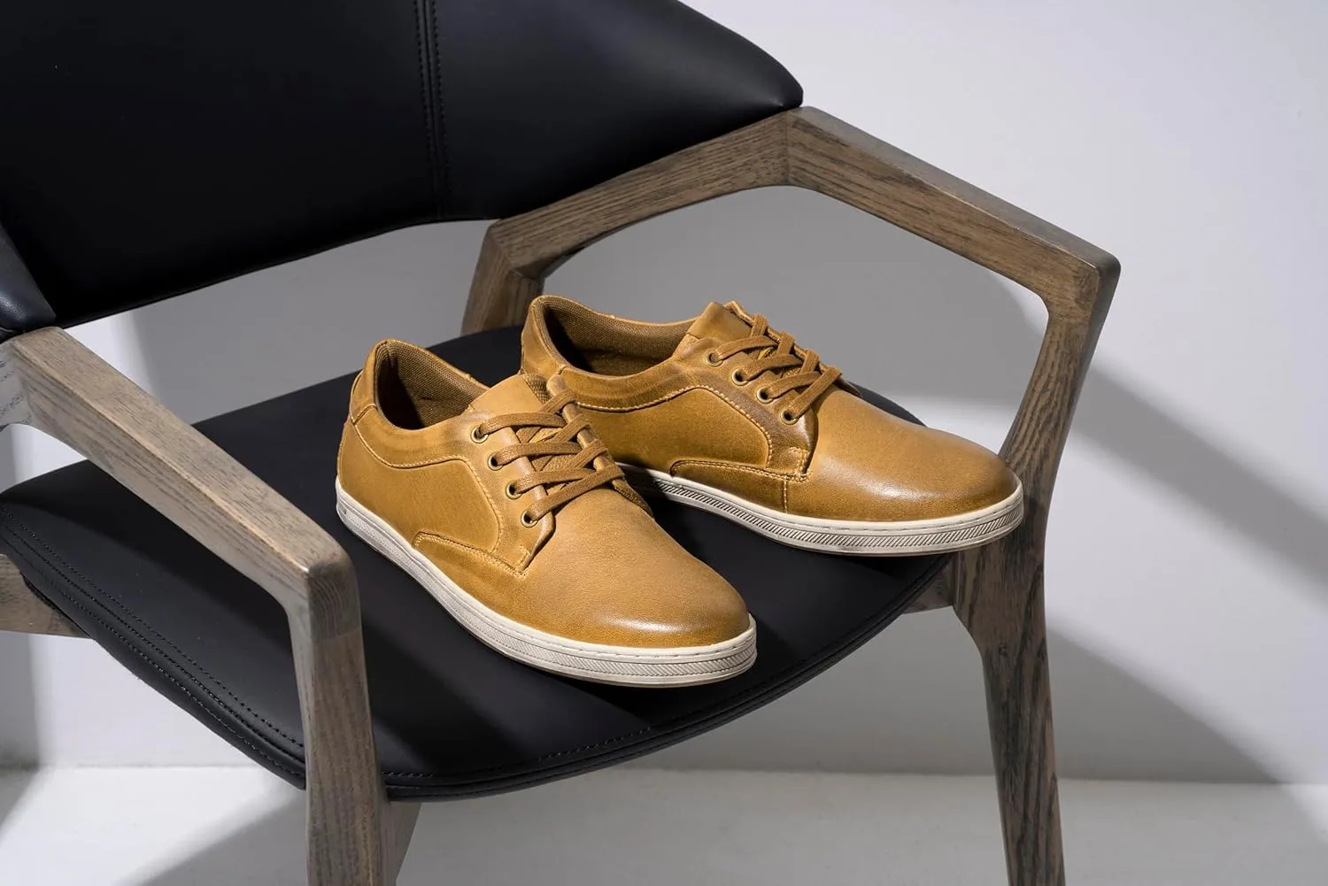 Jousen Men's Fashion Sneakers Leather Retro Casual Shoes for Men Breathable Dress Mens Sneakers