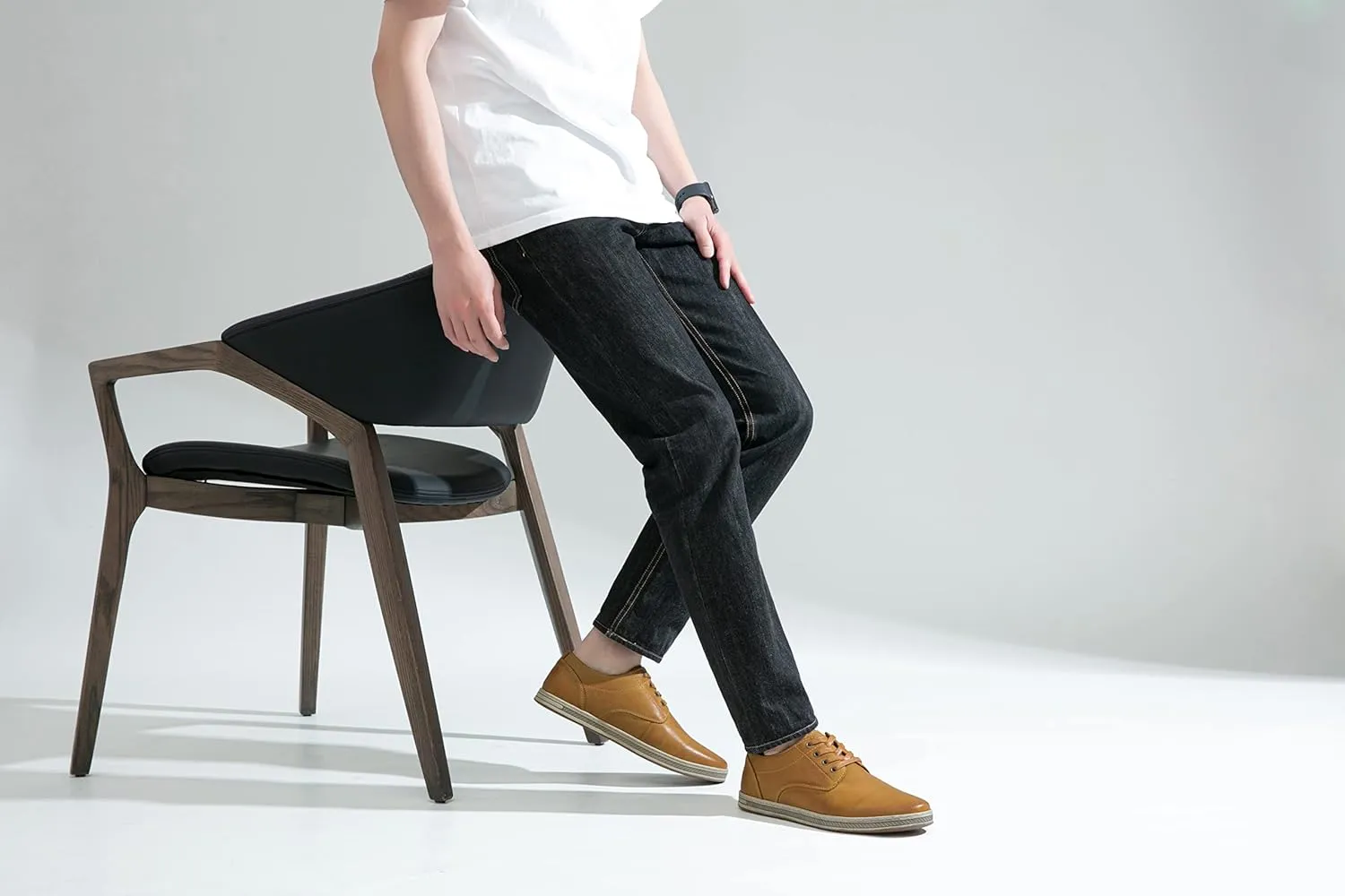 Jousen Men's Fashion Sneakers Leather Retro Casual Shoes for Men Breathable Dress Mens Sneakers