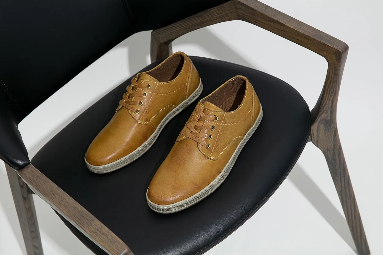 Jousen Men's Fashion Sneakers Leather Retro Casual Shoes for Men Breathable Dress Mens Sneakers