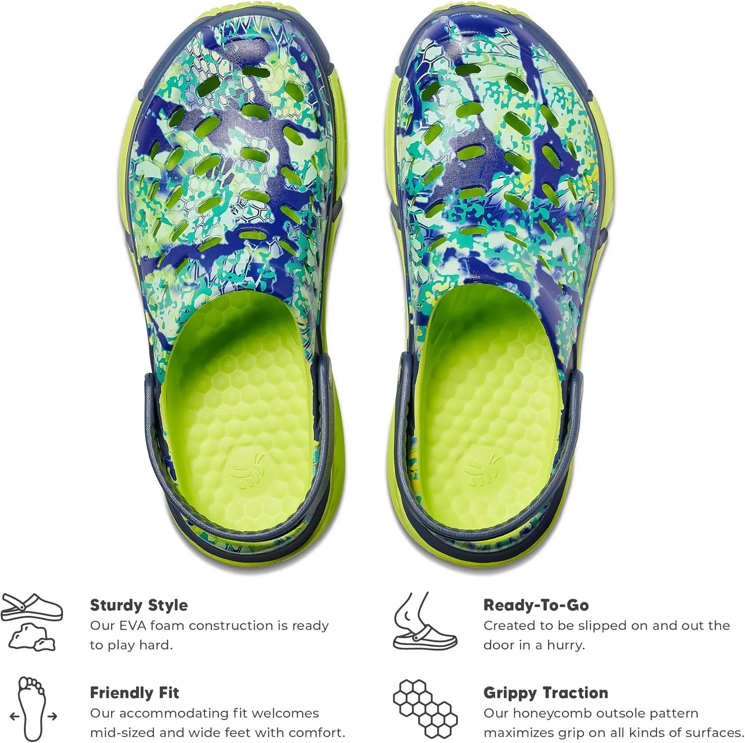 Joybees Men's Trekking Clog - Rubber Garden Clogs for Men, Outdoor Sport Sandals, Foam Water & Sand Shoes with Arch Support for Work, Waterproof