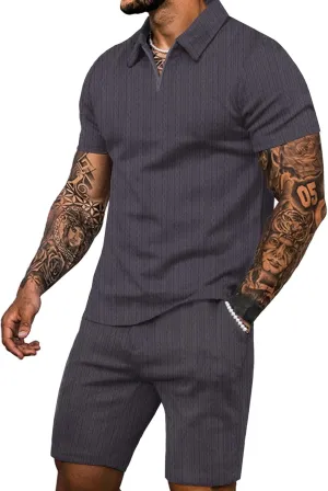 JoZorro Mens Polo Shirts and Shorts Set Tracksuit Fashion Casual Summer 2 Piece Outfits for Men