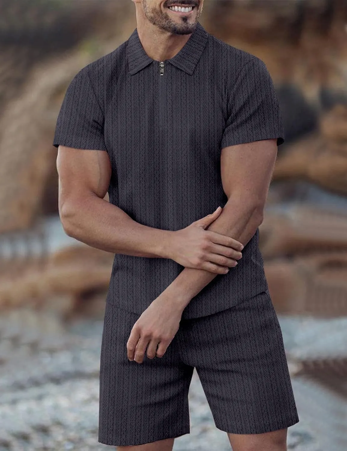 JoZorro Mens Polo Shirts and Shorts Set Tracksuit Fashion Casual Summer 2 Piece Outfits for Men