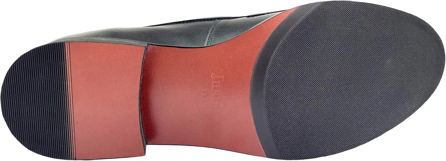 Justar Men's Leather Dress Shoes Slip-On Penny Loafers Belgian Formal Flats
