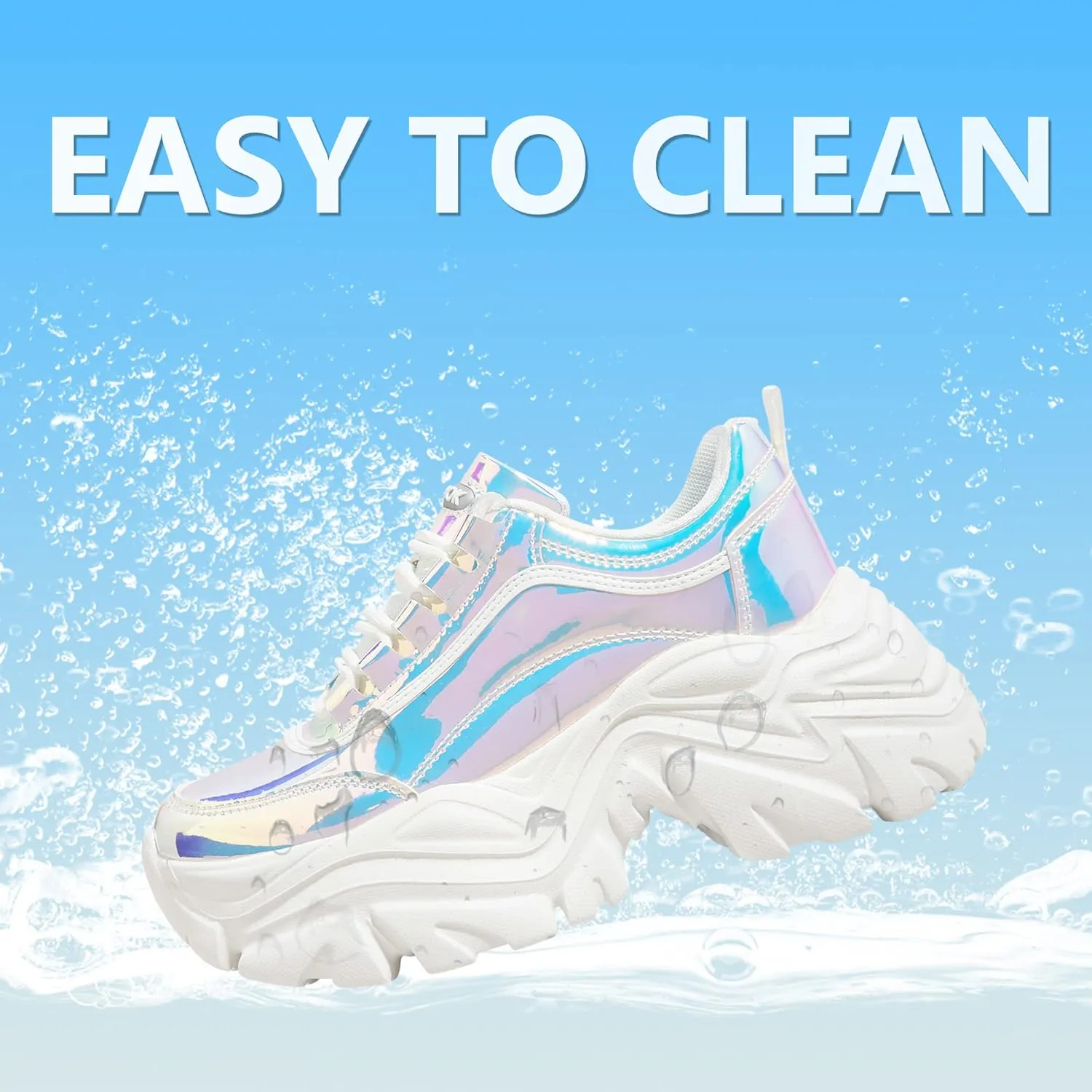 K KIP WOK Chunky Sneakers for Women Fashion Platform White Leather Casual Dad Shoes Comfortable Wedge Walking Sport Sneakers