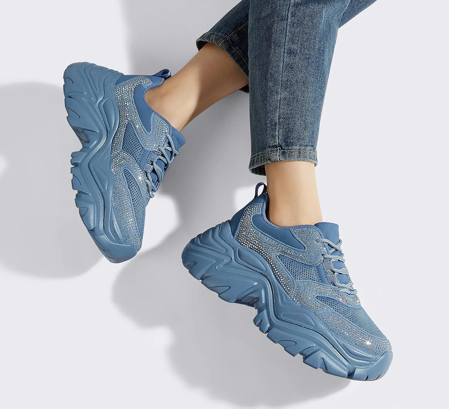 K KIP WOK Chunky Sneakers for Women Fashion Platform White Leather Casual Dad Shoes Comfortable Wedge Walking Sport Sneakers