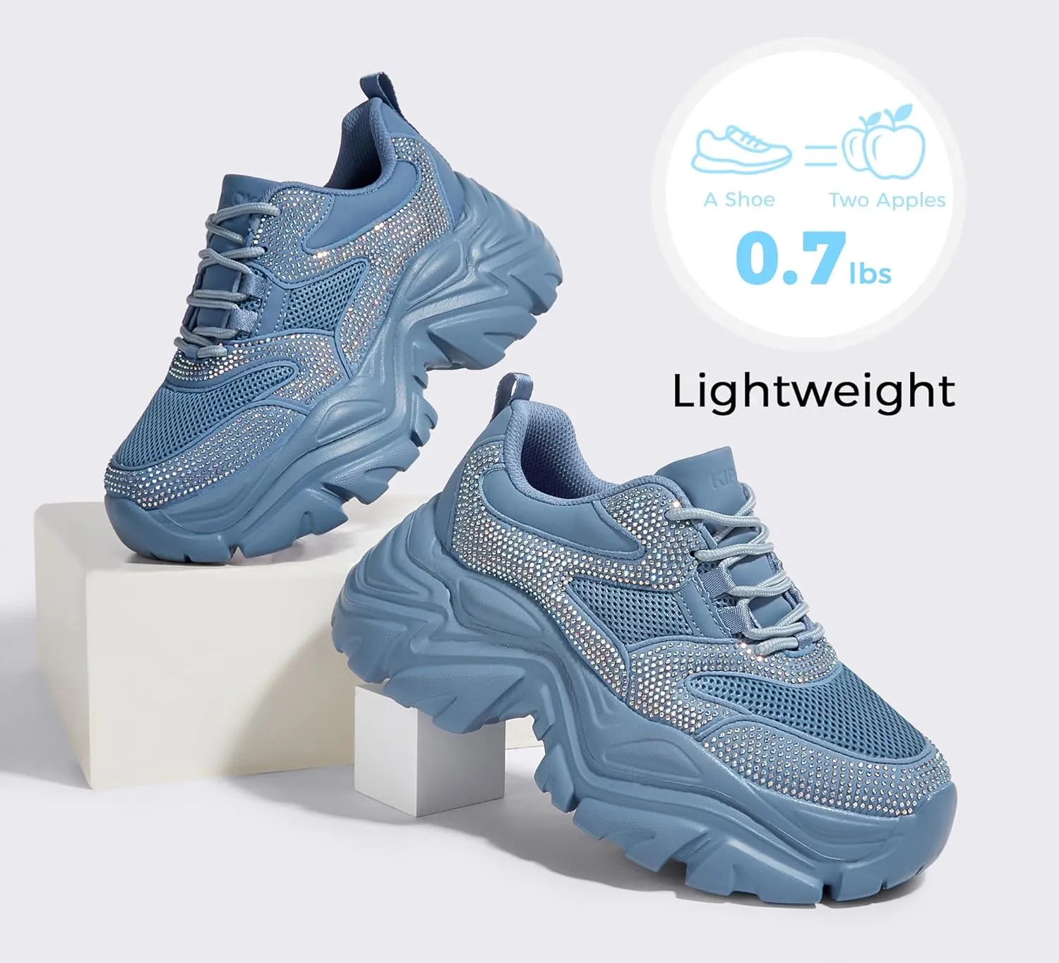 K KIP WOK Chunky Sneakers for Women Fashion Platform White Leather Casual Dad Shoes Comfortable Wedge Walking Sport Sneakers