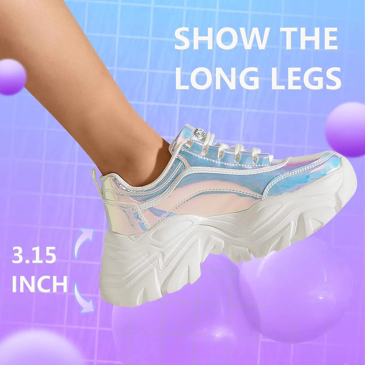 K KIP WOK Chunky Sneakers for Women Fashion Platform White Leather Casual Dad Shoes Comfortable Wedge Walking Sport Sneakers