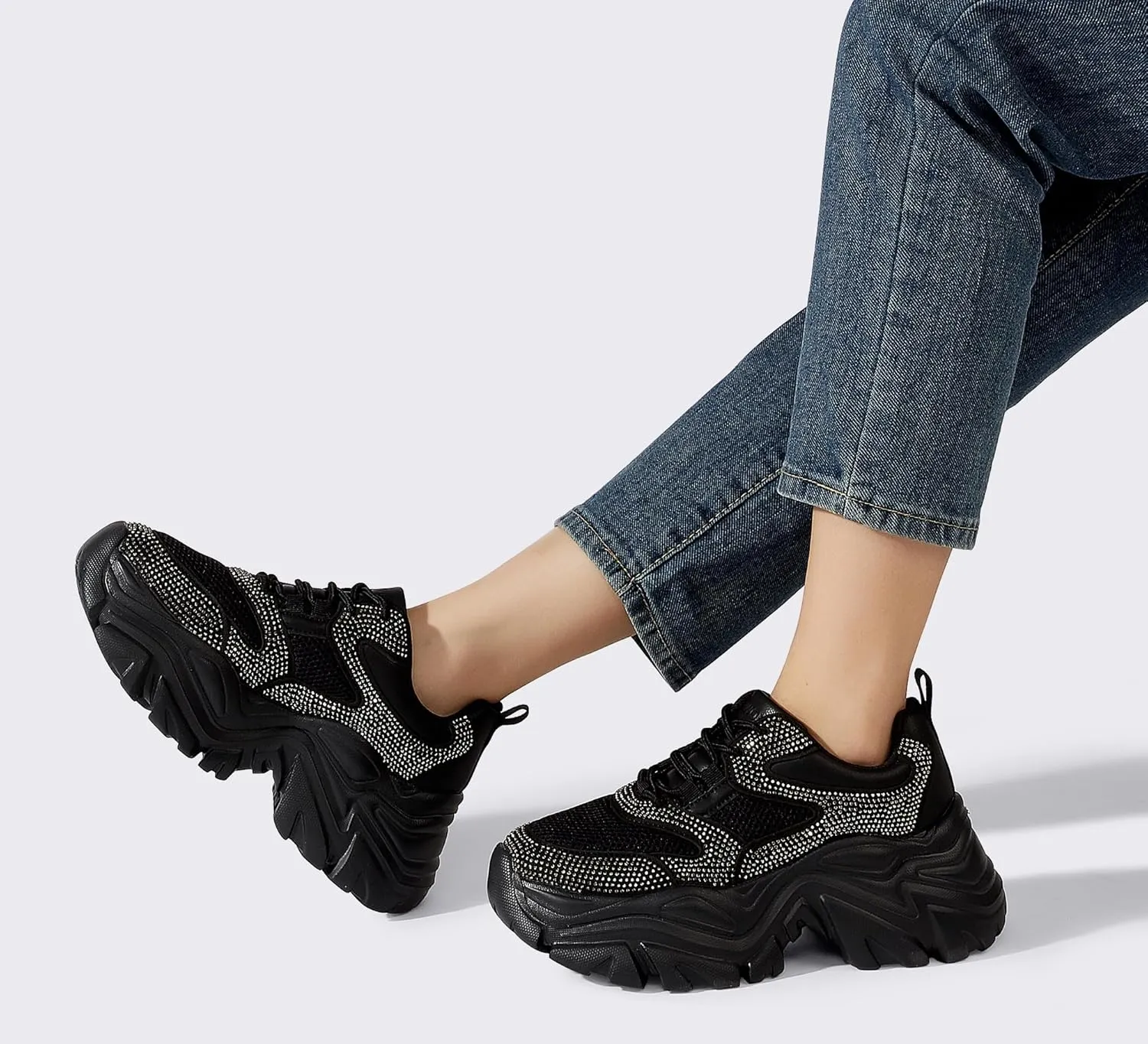 K KIP WOK Chunky Sneakers for Women Fashion Platform White Leather Casual Dad Shoes Comfortable Wedge Walking Sport Sneakers
