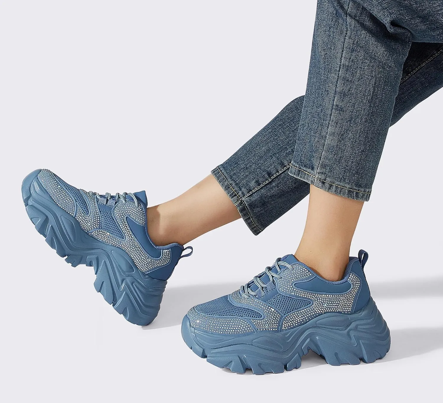 K KIP WOK Chunky Sneakers for Women Fashion Platform White Leather Casual Dad Shoes Comfortable Wedge Walking Sport Sneakers
