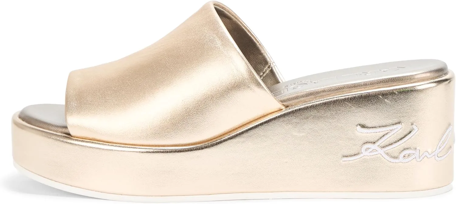 Karl Lagerfeld Paris Women's Everyday Cushioned Insole Calvina-Wedge Mule Sandal
