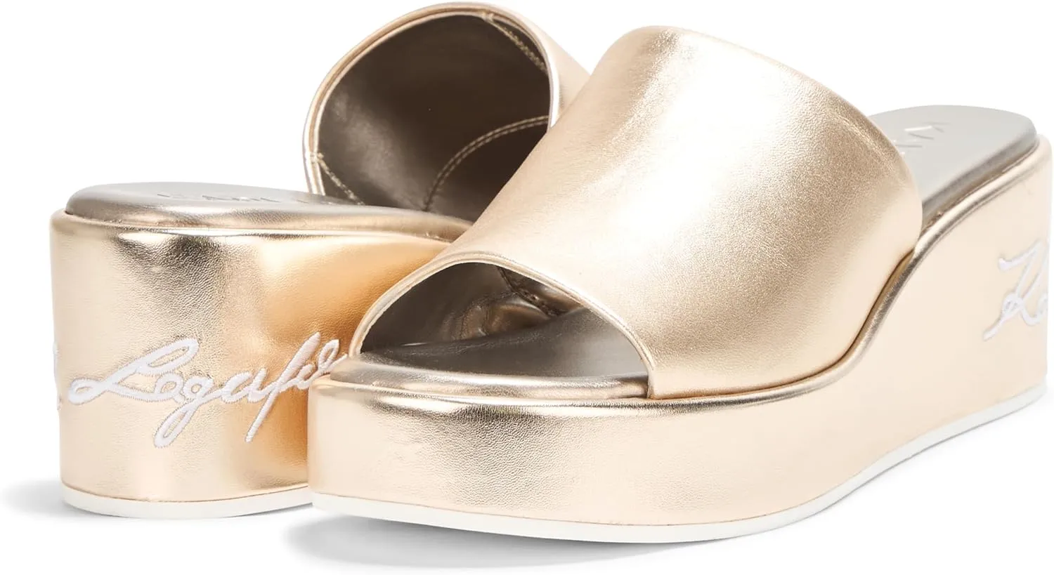 Karl Lagerfeld Paris Women's Everyday Cushioned Insole Calvina-Wedge Mule Sandal