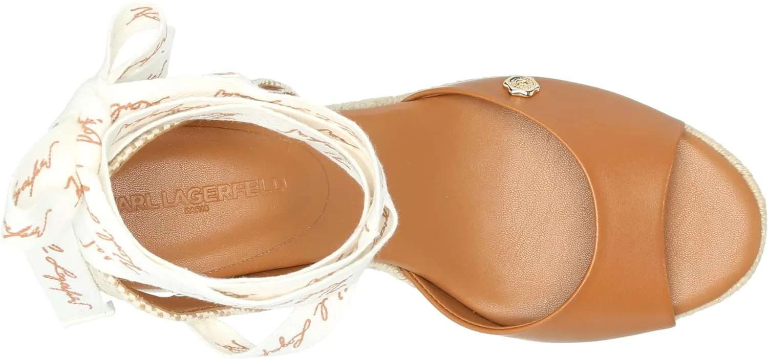 KARL LAGERFELD womens Cecilia Ankle Wrap Wedge Espadrille Sandal