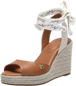 KARL LAGERFELD womens Cecilia Ankle Wrap Wedge Espadrille Sandal