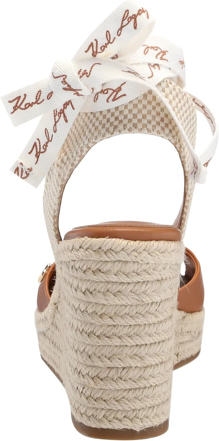 KARL LAGERFELD womens Cecilia Ankle Wrap Wedge Espadrille Sandal