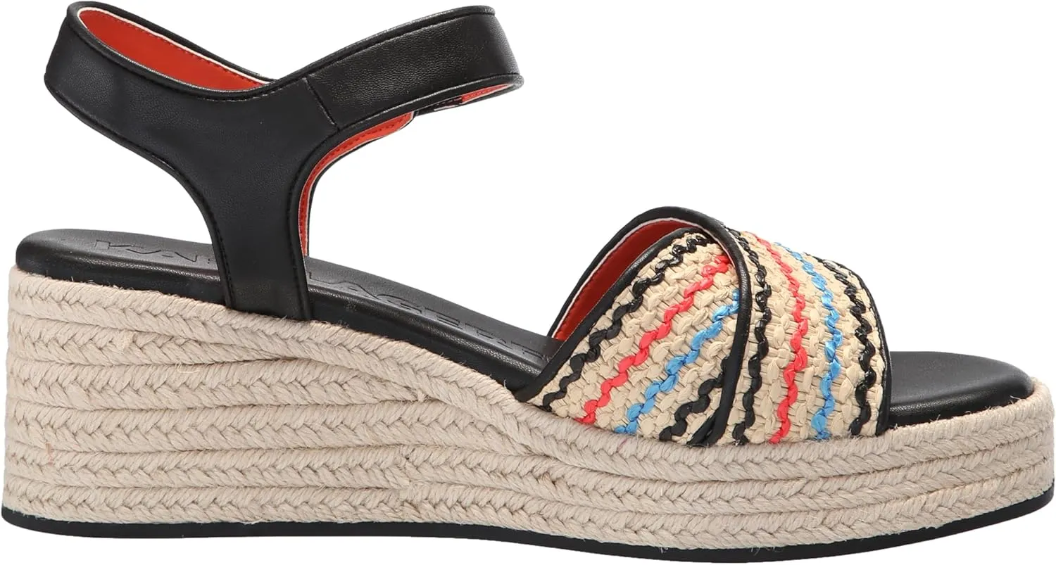 KARL LAGERFELD Women's Celest Ankle Strap Wedge Espadrille Sandal