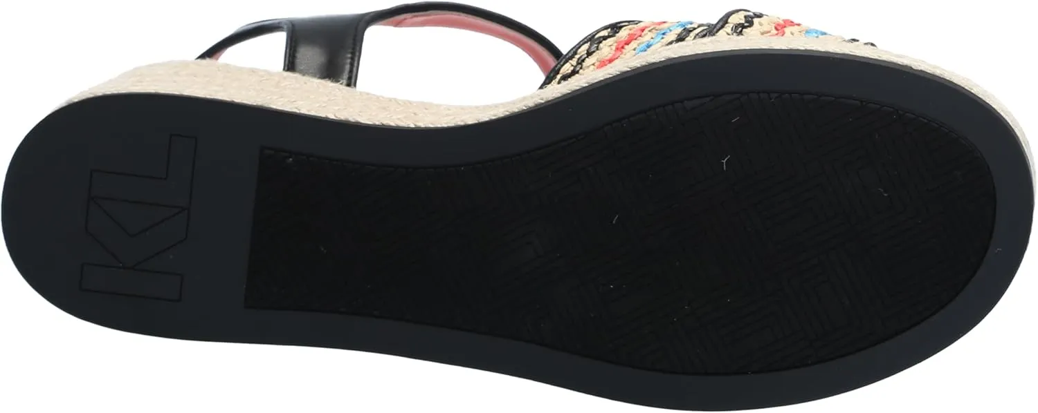 KARL LAGERFELD Women's Celest Ankle Strap Wedge Espadrille Sandal