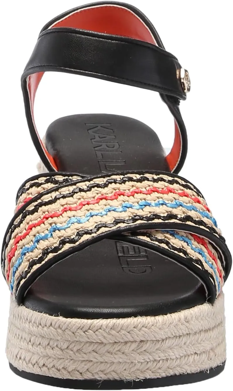 KARL LAGERFELD Women's Celest Ankle Strap Wedge Espadrille Sandal