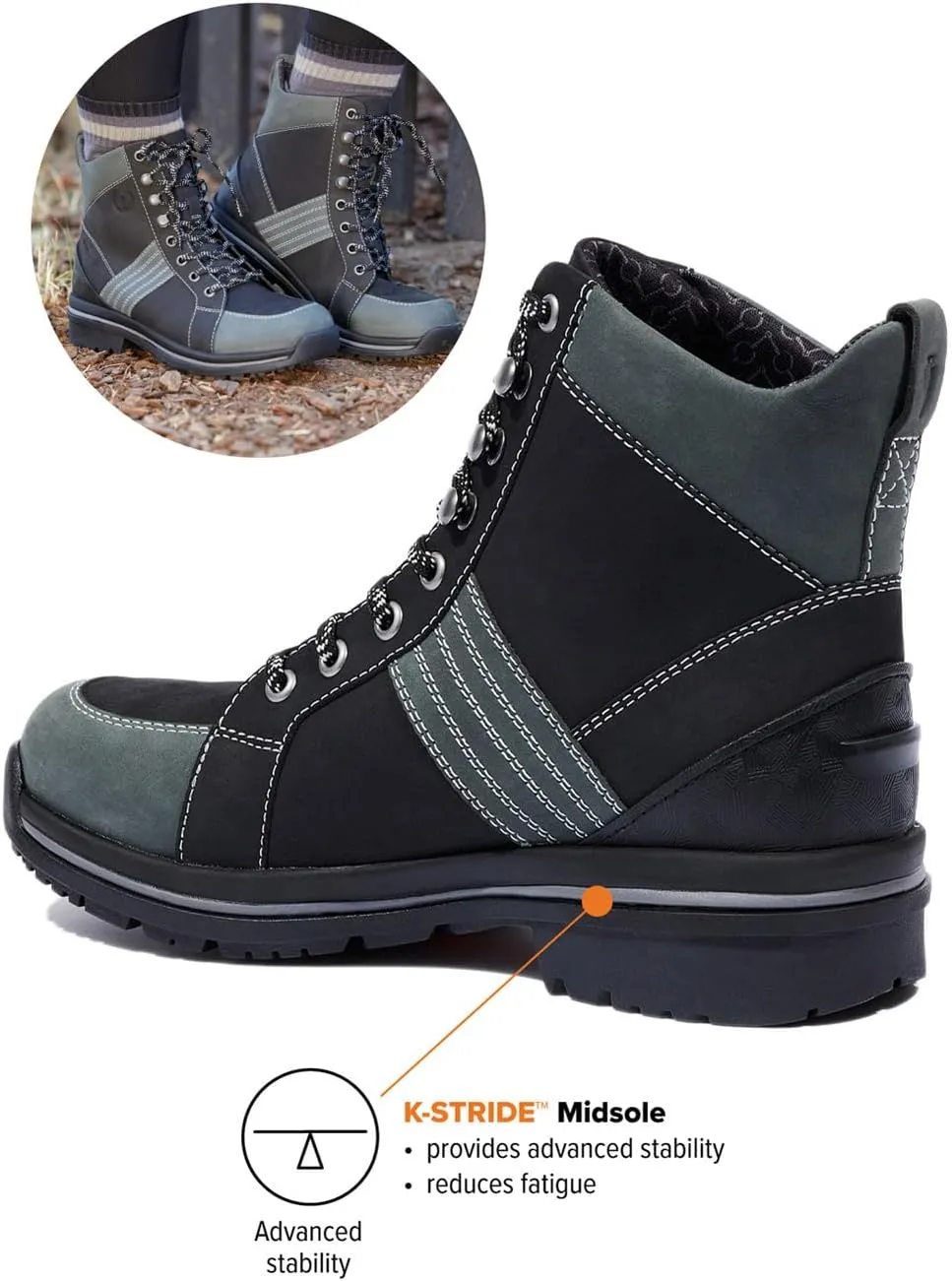 Kerrits Trail Blazer Lace Up Waterproof Barn Boot – Women's Leather Horse Riding & Hiking Boots, Wide Footbed, 1" Heel