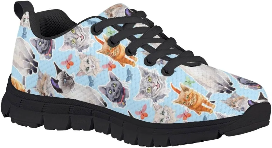 Kid Girls Lightweight Breathable Sneakers Athletic Running Walking Shoes Black Sole