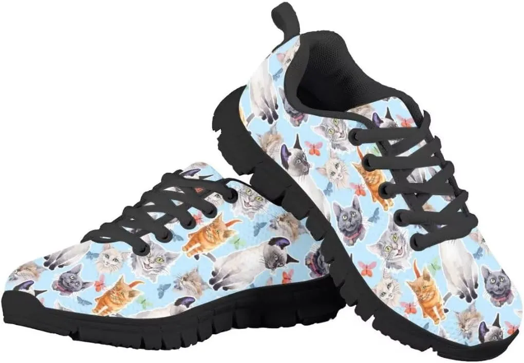 Kid Girls Lightweight Breathable Sneakers Athletic Running Walking Shoes Black Sole