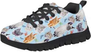 Kid Girls Lightweight Breathable Sneakers Athletic Running Walking Shoes Black Sole