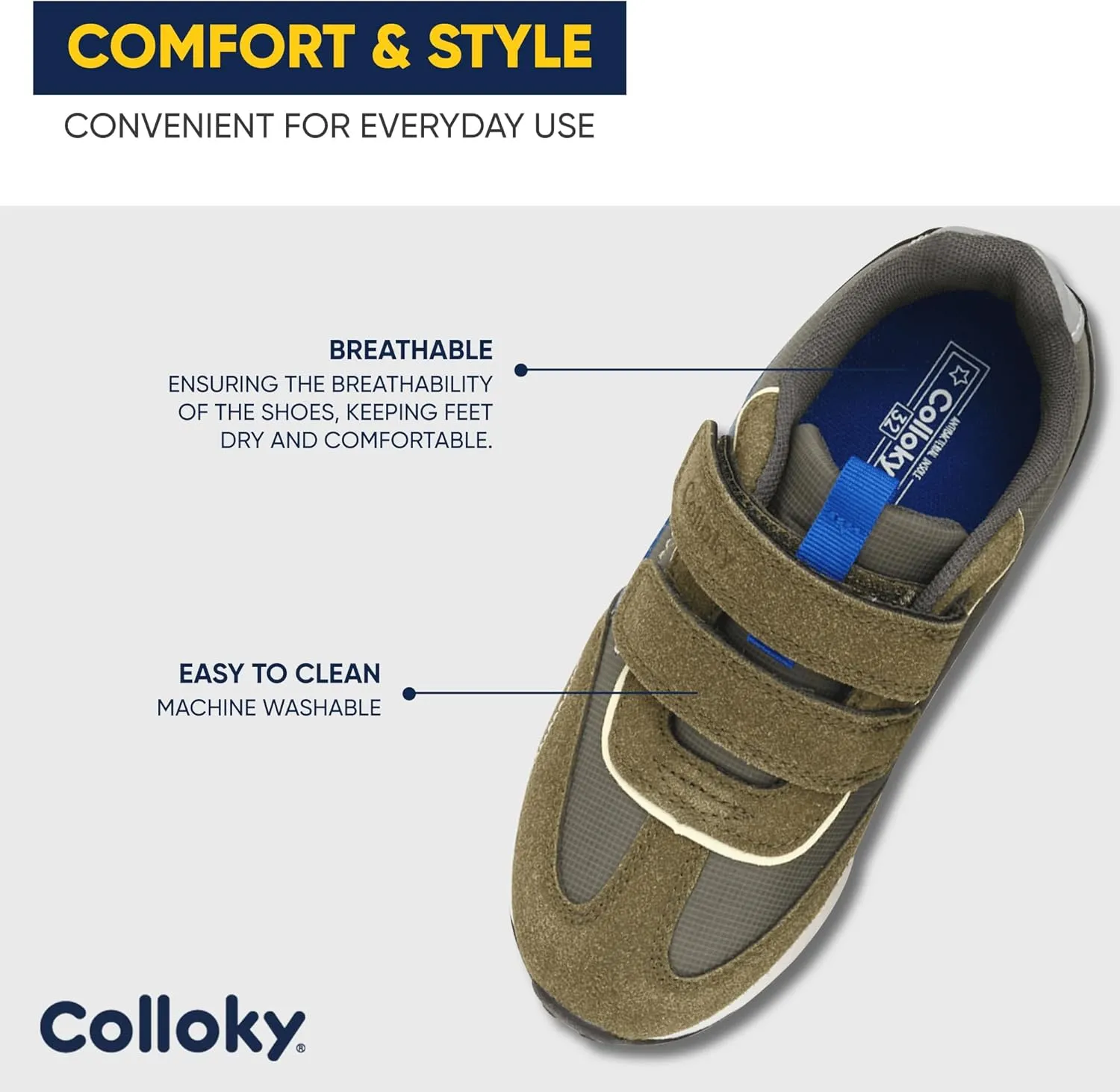 Kid Shoes for Boys and Girls - Lightweight, Washable Sneakers with Arch Support & Velcro Closure - Breathable Lifestyle Shoes