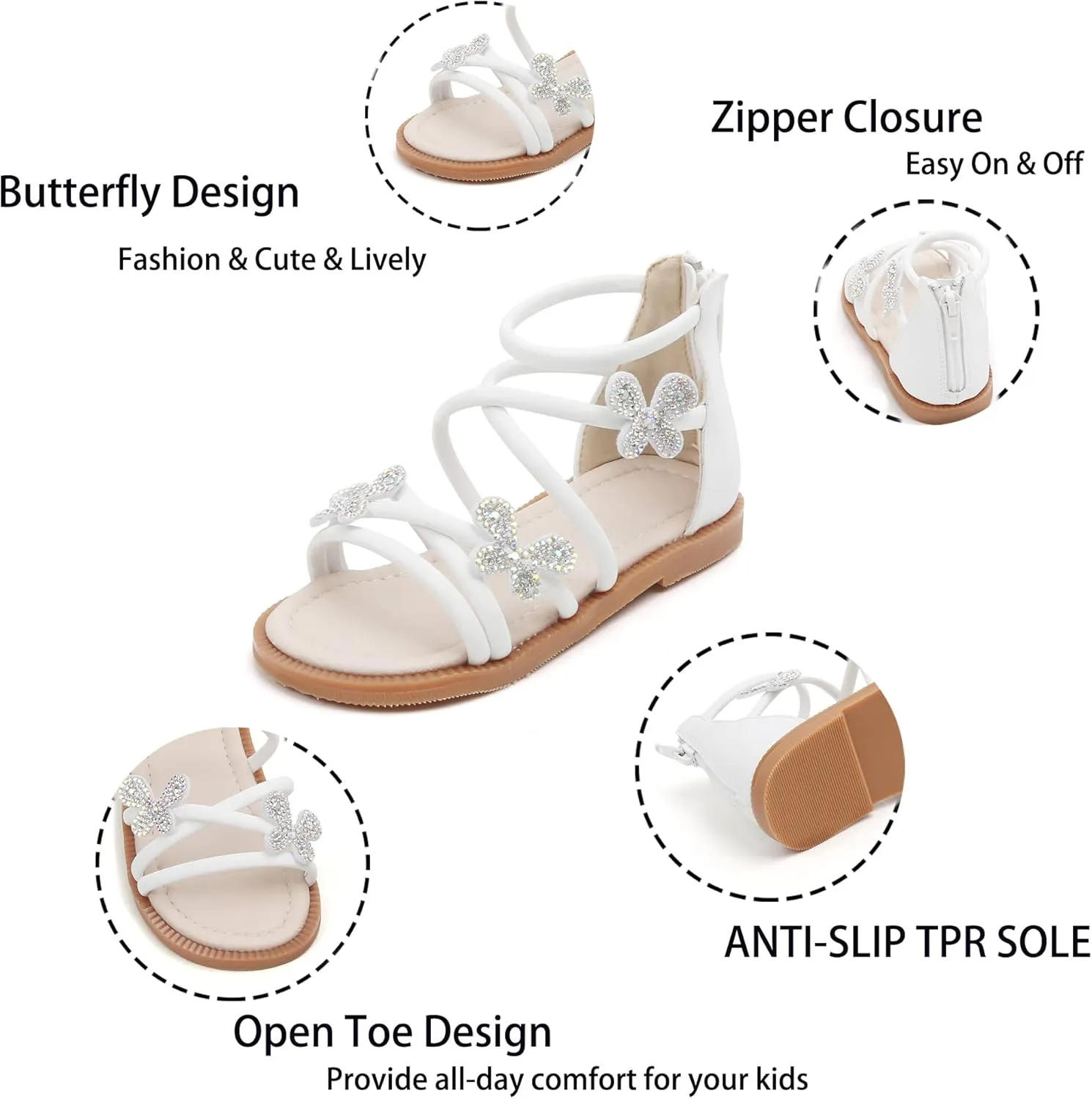 Kiderence Toddler Girls Sandals Little Girls Kids Summer Shoes Toddler Sandals