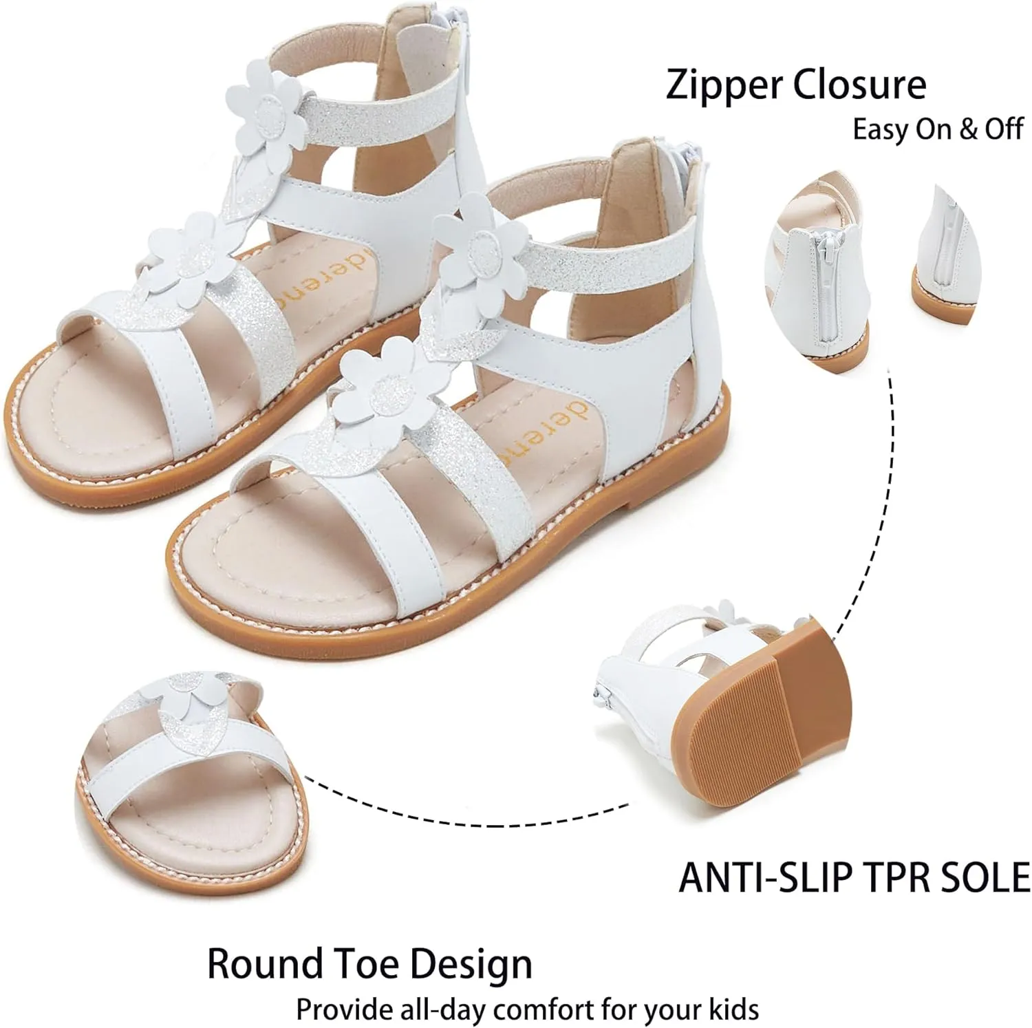 Kiderence Toddler Girls Sandals Little Girls Kids Summer Shoes Toddler Sandals