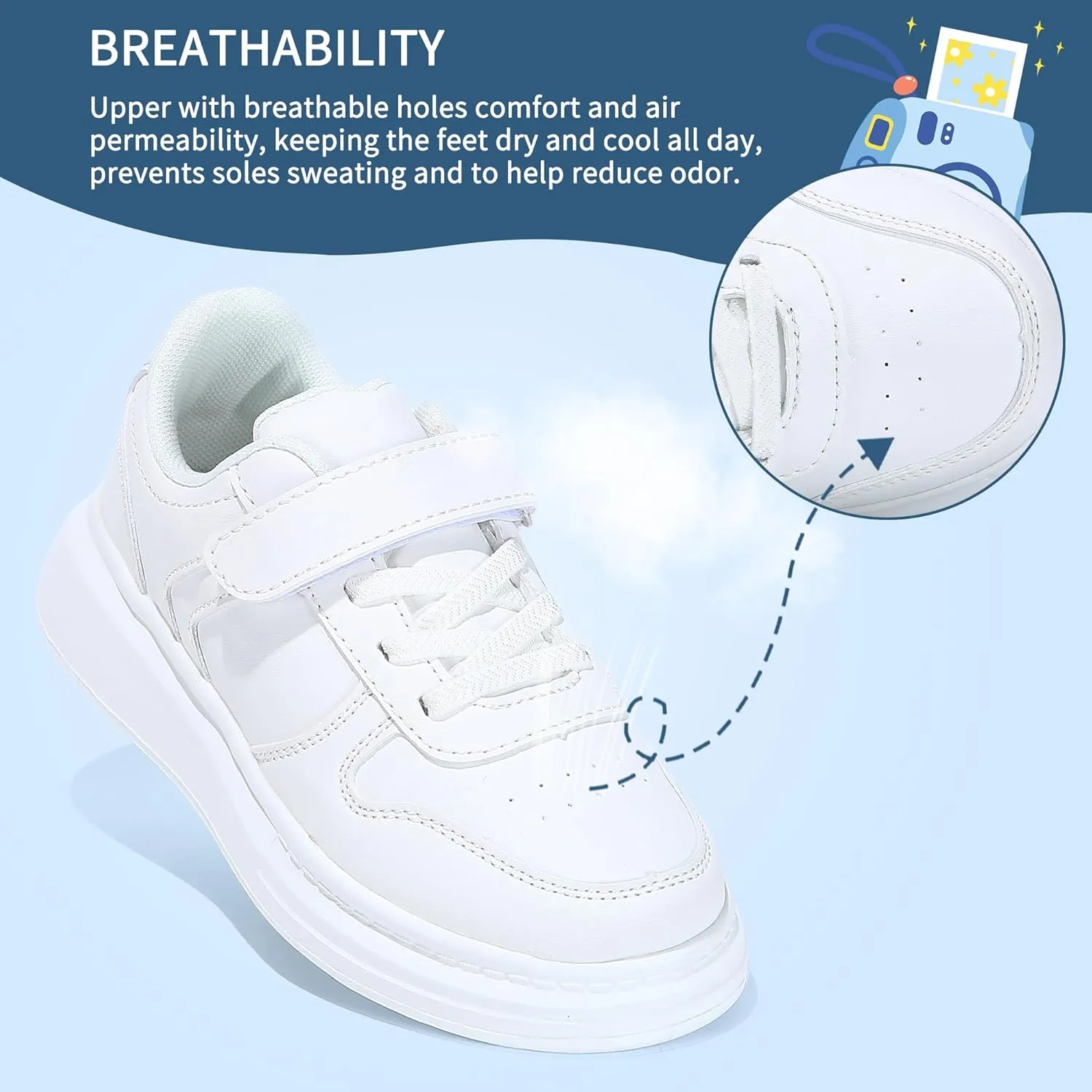 Kids Boys Girls Sneakers Hook & Loop Tennis Breathable Lightweight Toddler Shoes for Sport Outdoor Walking (Size 9-3)