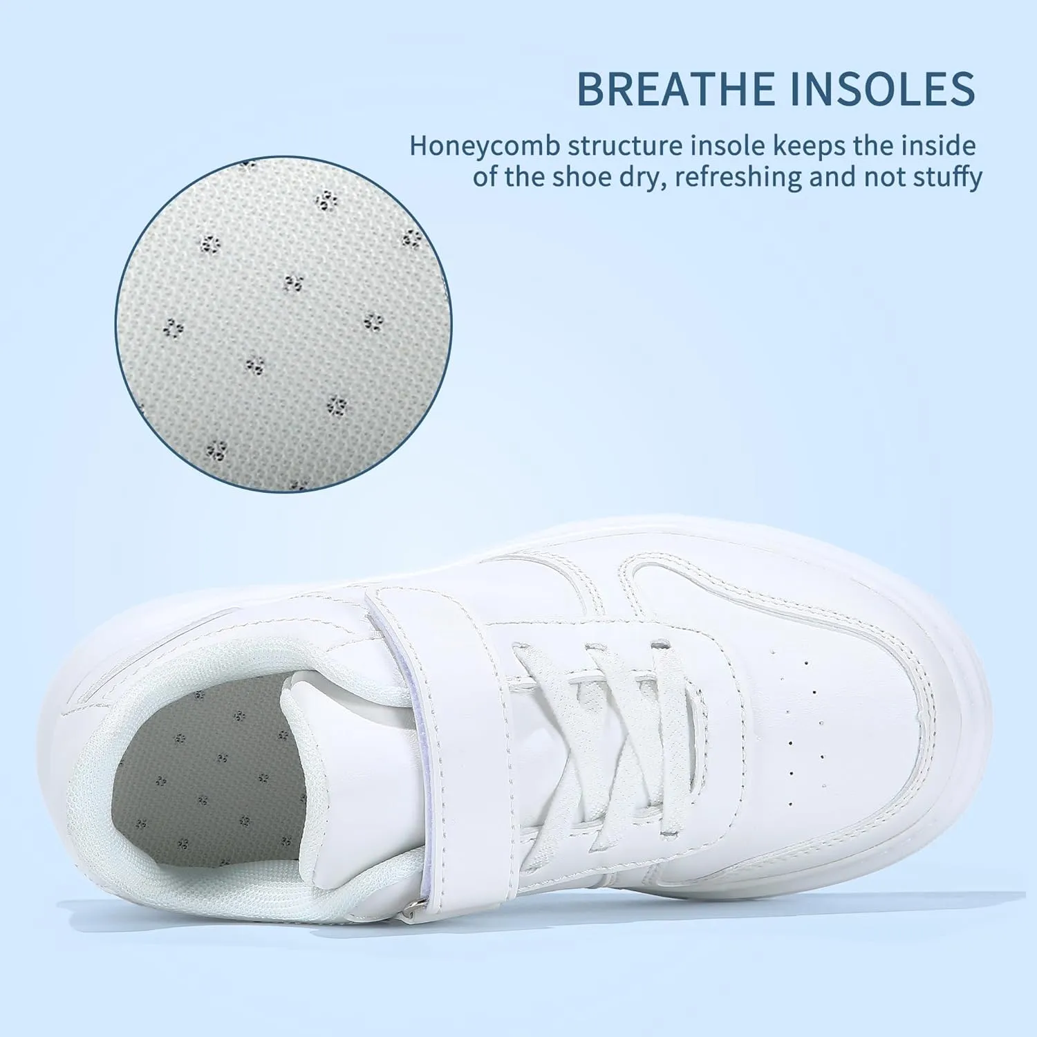 Kids Boys Girls Sneakers Hook & Loop Tennis Breathable Lightweight Toddler Shoes for Sport Outdoor Walking (Size 9-3)