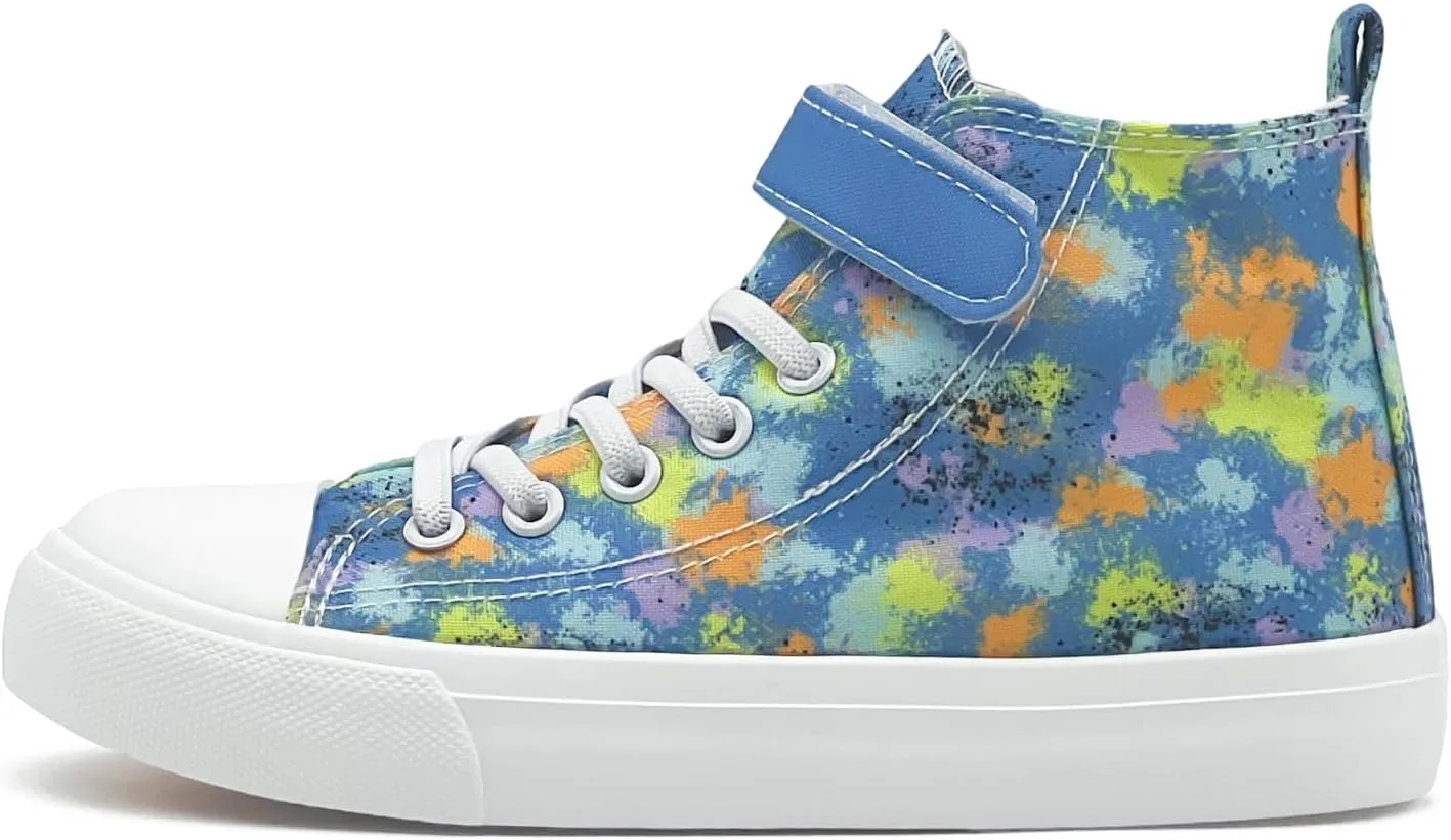Kids Canvas Sneakers for Boys Girls Lace-up Canvas Shoes Low Top Toddler Walking Shoes Casual Lightweight Adjustable Strap Big Kid Running Sneakers