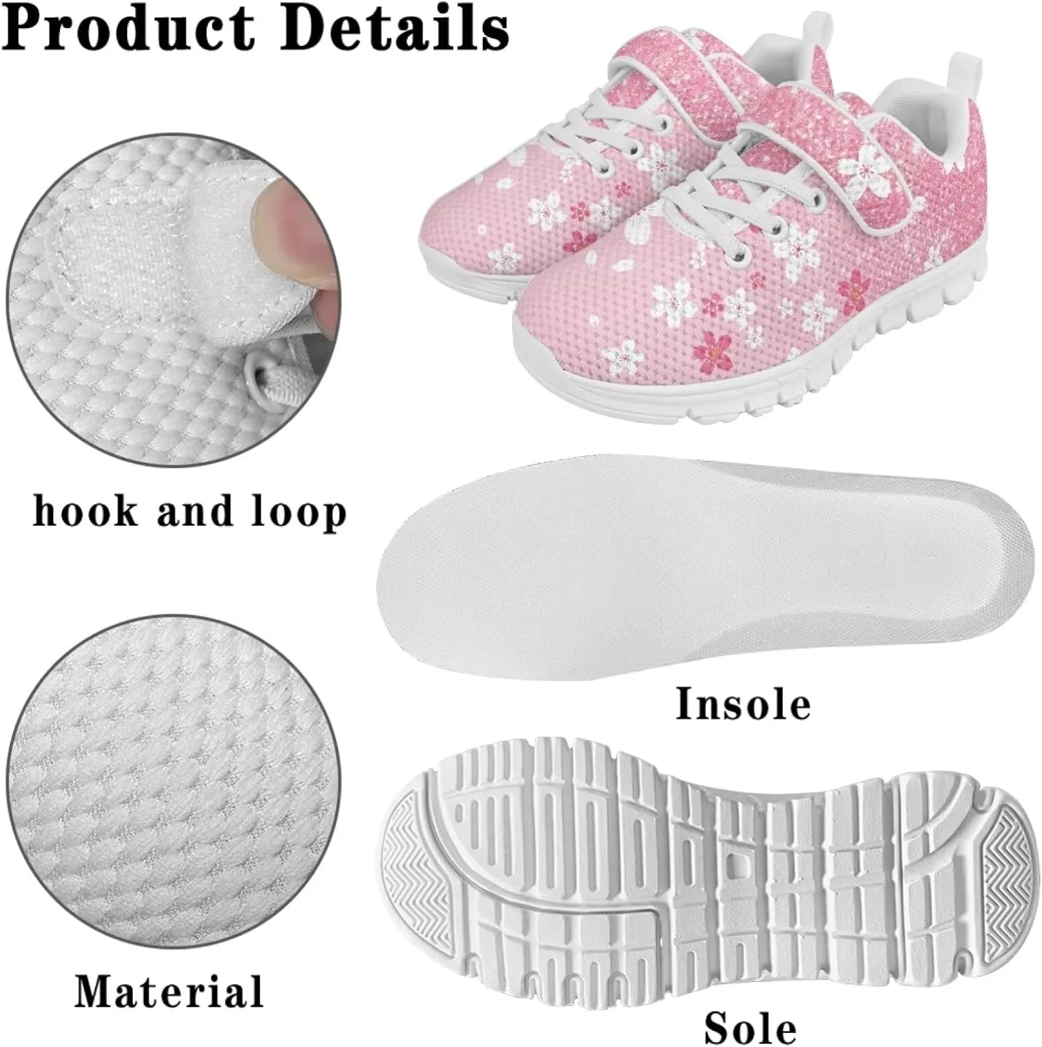 Kids Running Shoes Girls Slip on Sneakers Shoes Mesh Soft Tennis Shoes