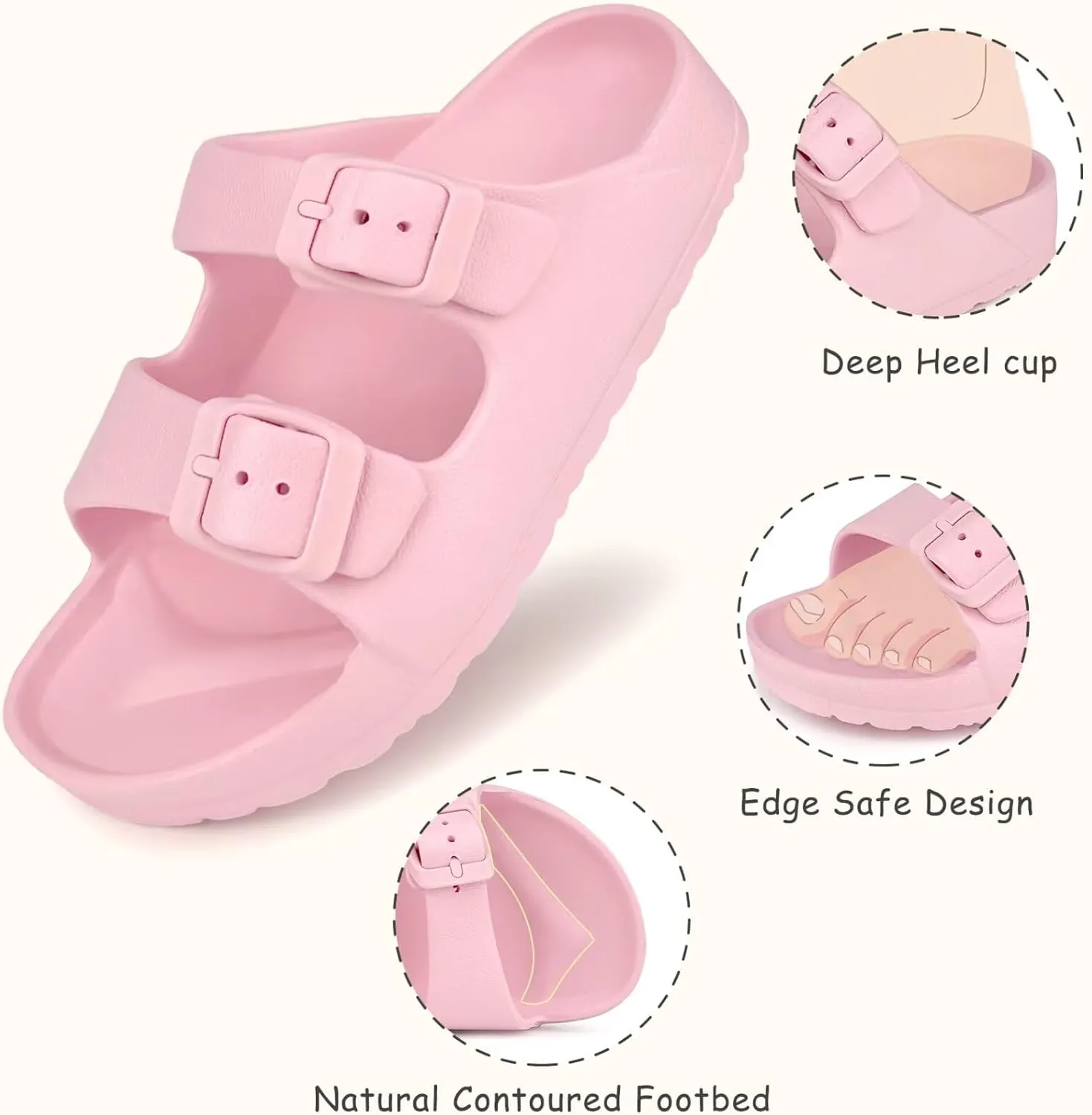 Kids Slide Sandals Boys Girls Buckle Adjustable EVA Slipper Sandals