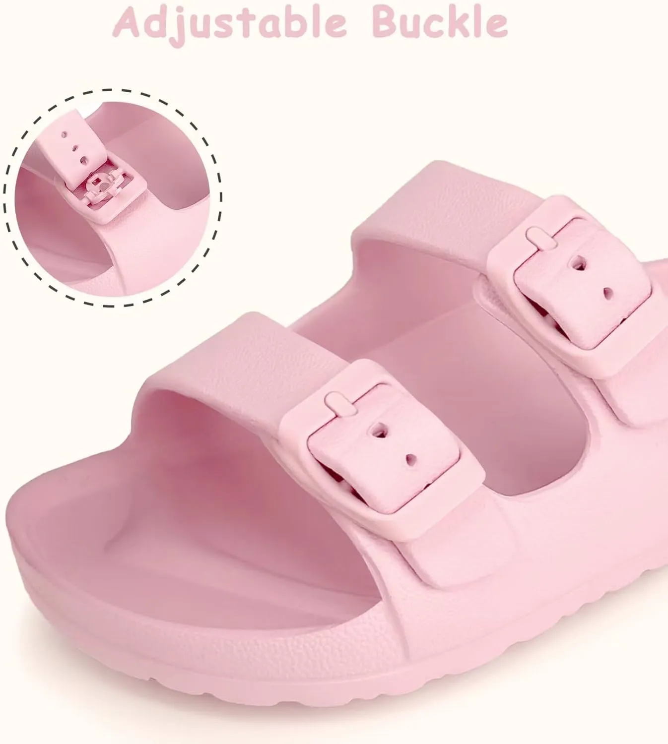 Kids Slide Sandals Boys Girls Buckle Adjustable EVA Slipper Sandals