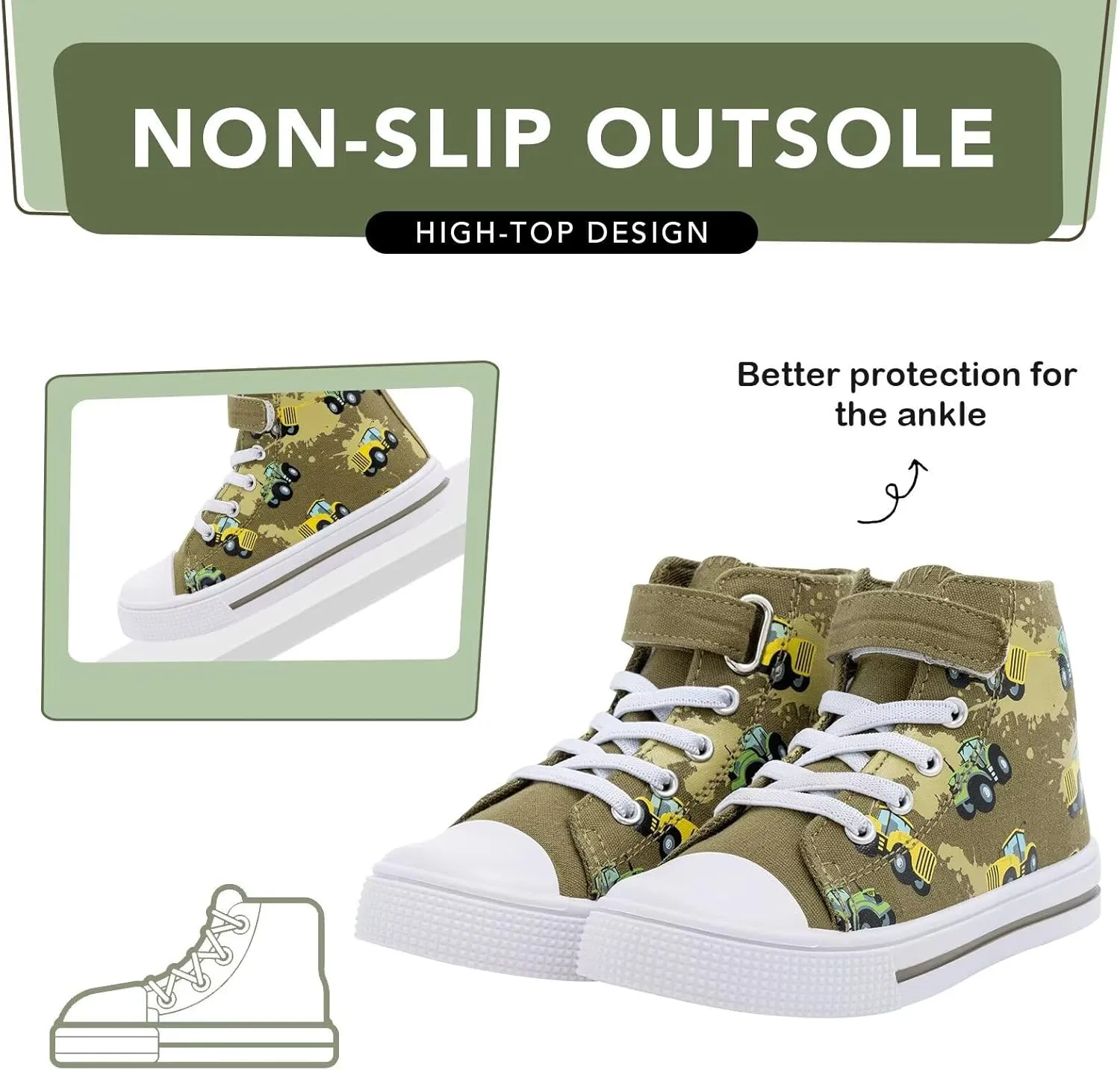Kids Toddler Sneakers Girls Boys High Top Canvas Shoes Unisex-Child Casual Shoes