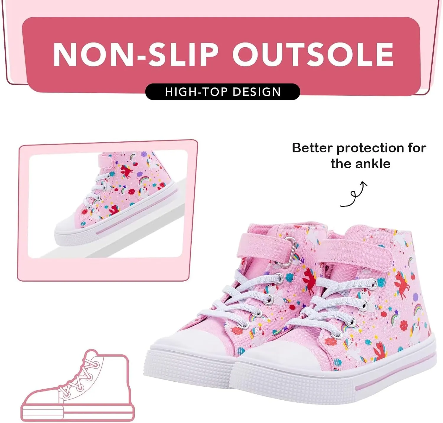 Kids Toddler Sneakers Girls Boys High Top Canvas Shoes Unisex-Child Casual Shoes