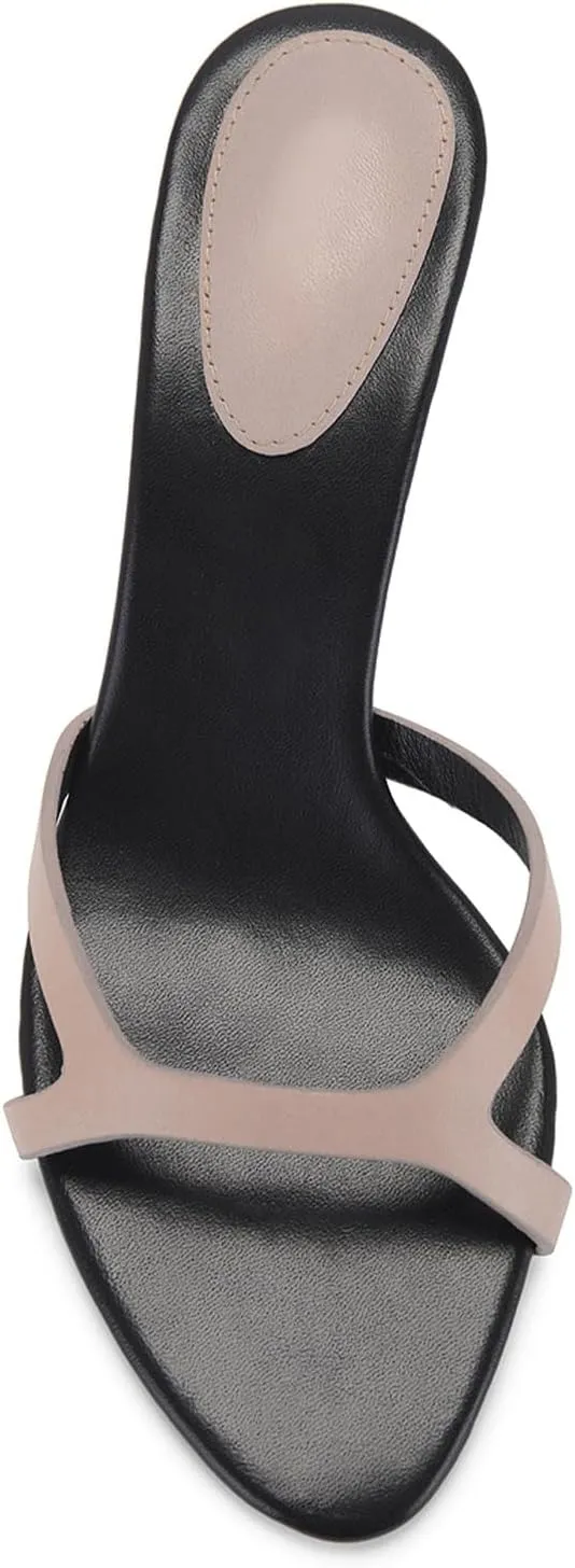 Kitten Heels for Women Single Strap Low Heel Open Toe Mule Shoes Non Slip Sandals