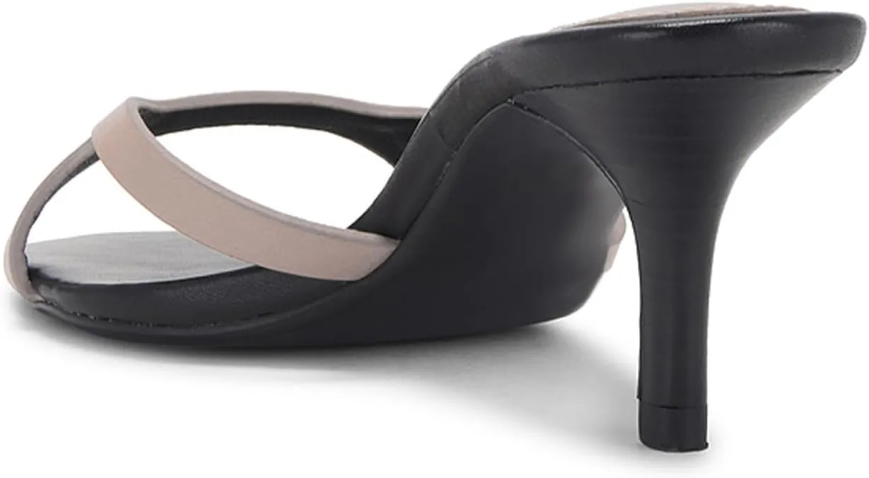 Kitten Heels for Women Single Strap Low Heel Open Toe Mule Shoes Non Slip Sandals